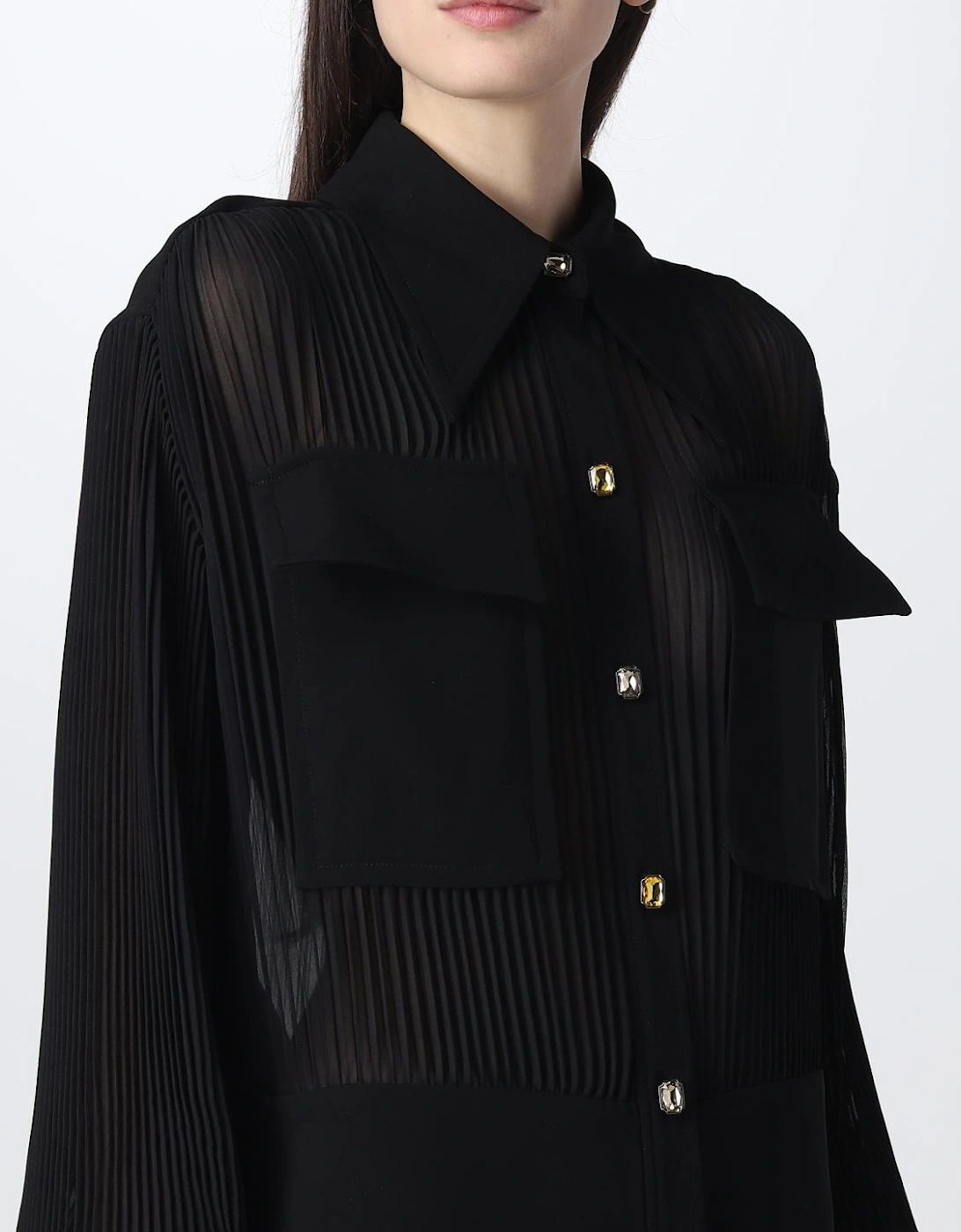 Pleated Midi Dress with Collared Neckline