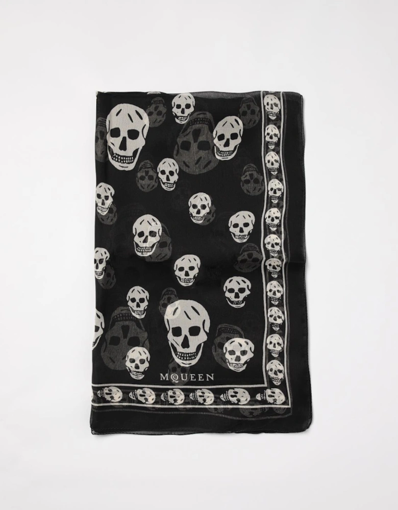 Skull Print Silk Scarf