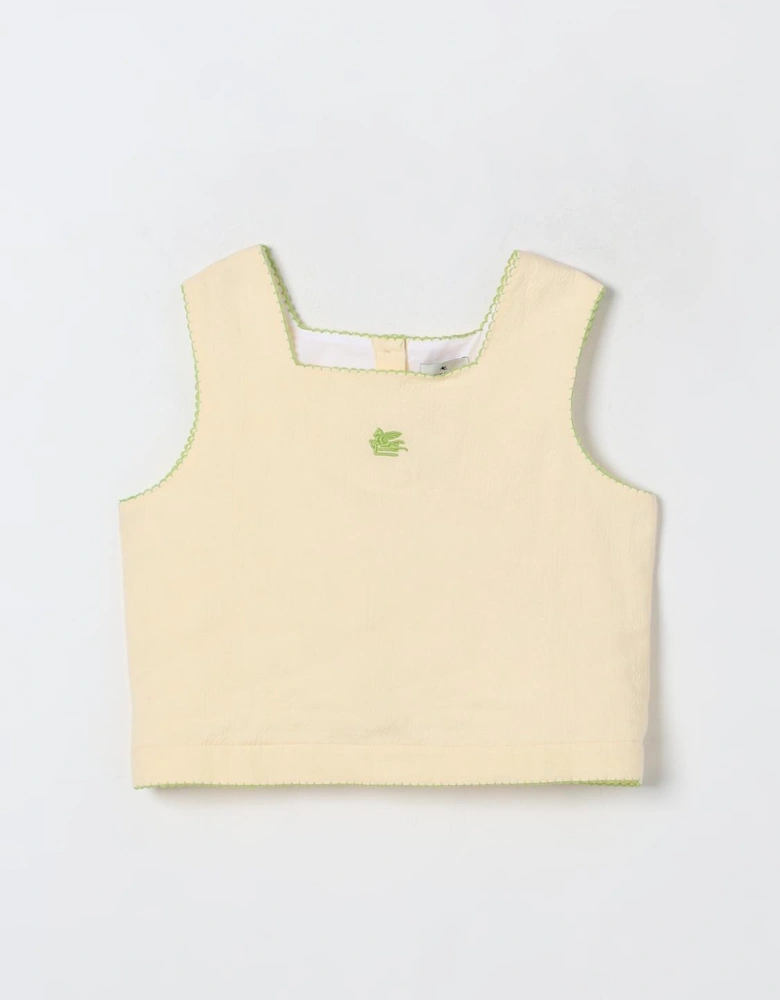 Cropped Sleeveless Top with Embroidery