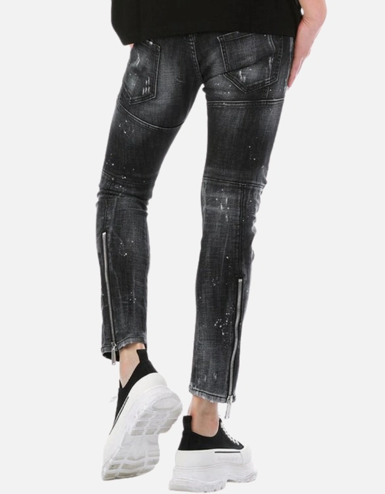 Tidy Biker Jean Black Destroyed Denim Jeans