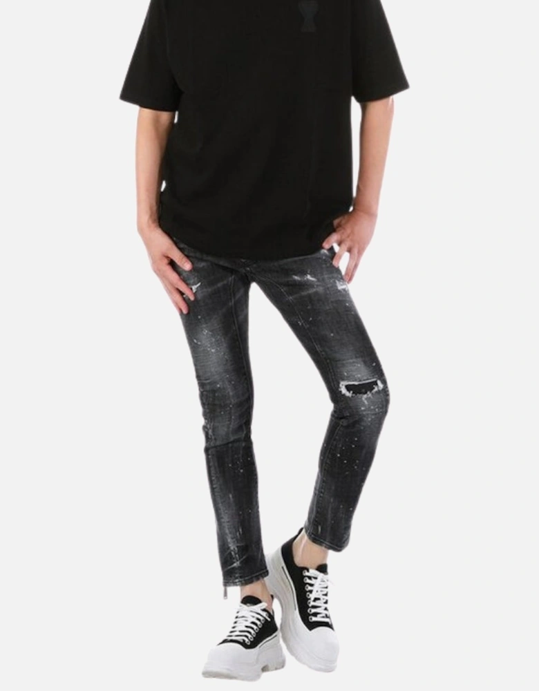 Tidy Biker Jean Black Destroyed Denim Jeans