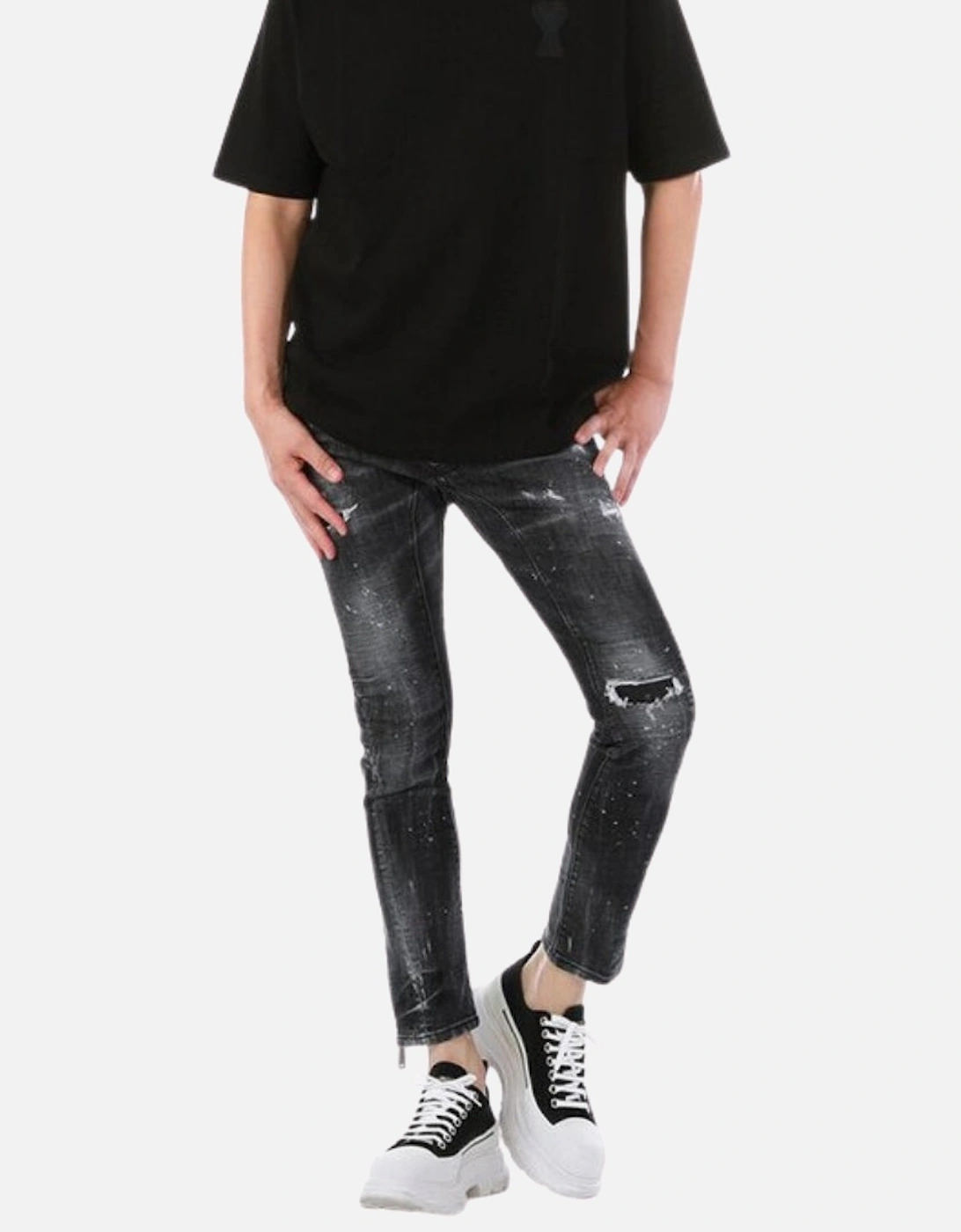 Tidy Biker Jean Black Destroyed Denim Jeans