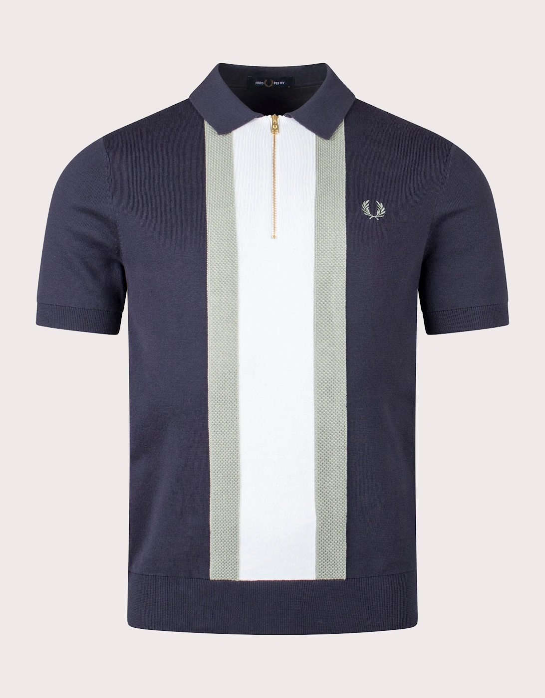 Textured Stripe Zip Neck Knitted Polo Shirt, 4 of 3