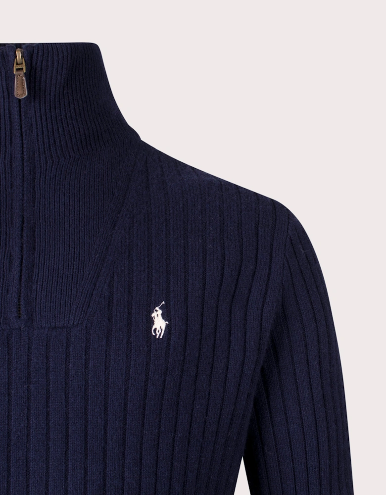 Rib Knit Wool Quarter Zip