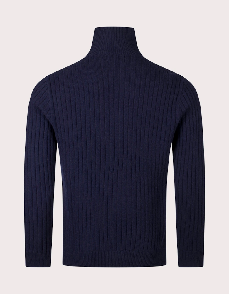 Rib Knit Wool Quarter Zip