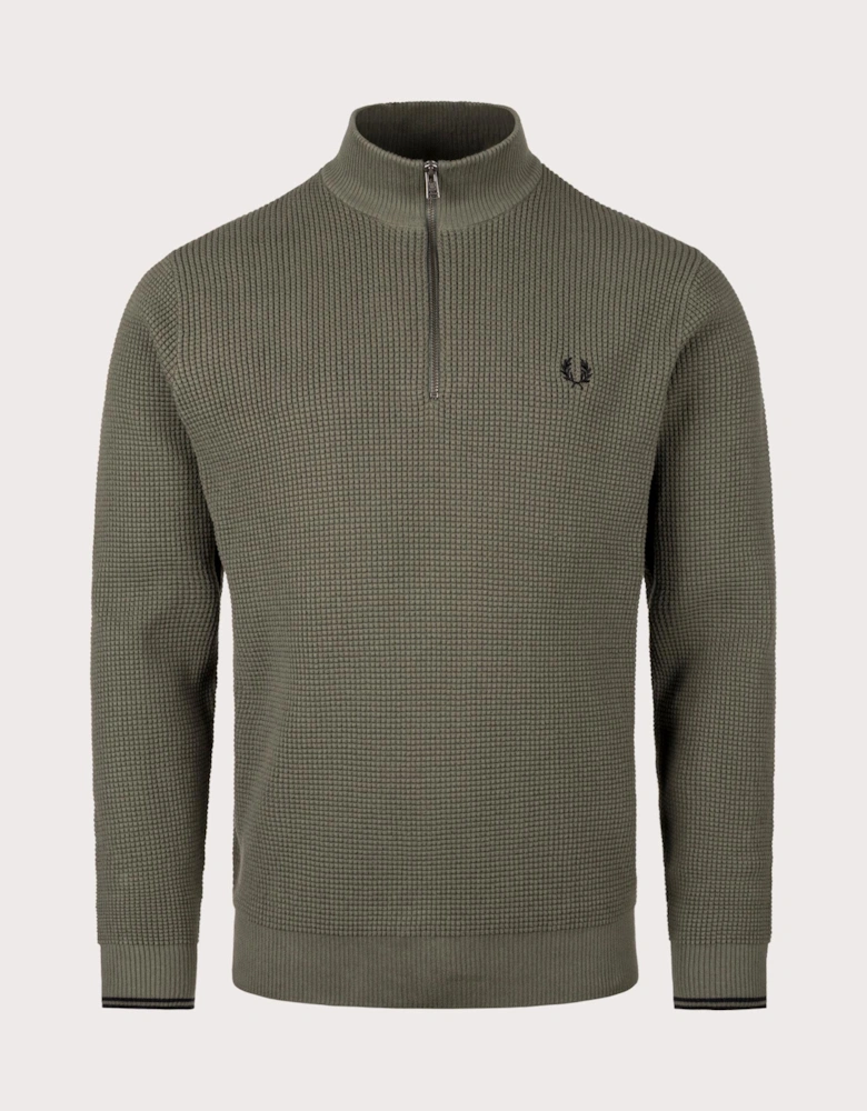 Waffle Stitch Quarter Zip Jumper