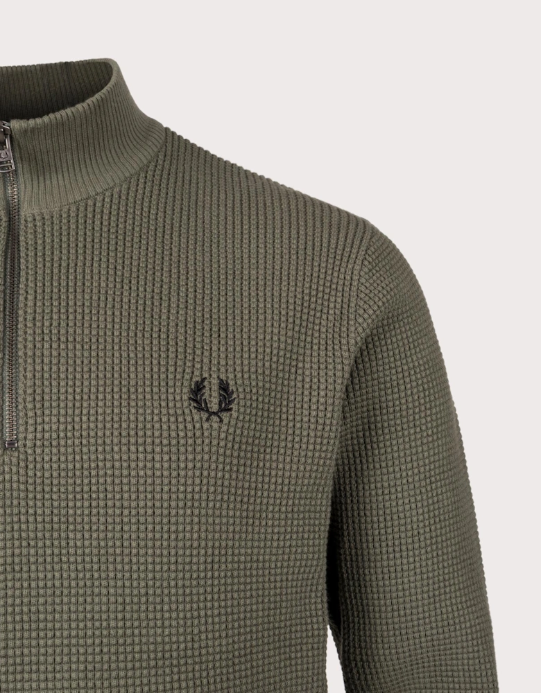 Waffle Stitch Quarter Zip Jumper