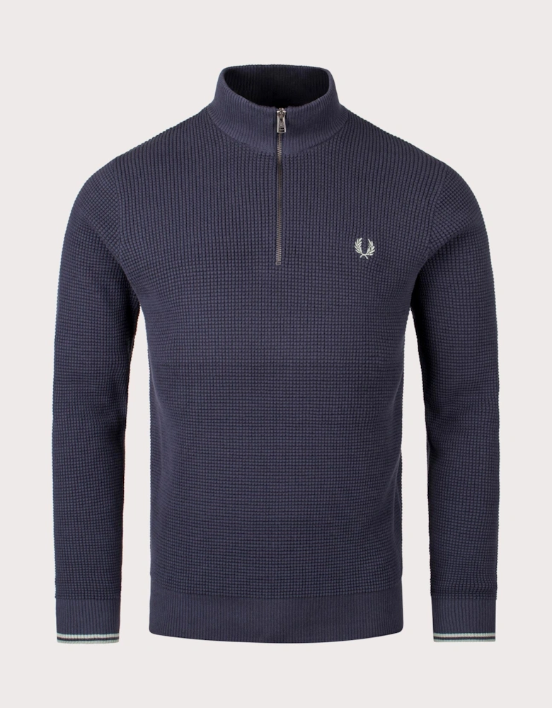 Waffle Stitch Quarter Zip Jumper