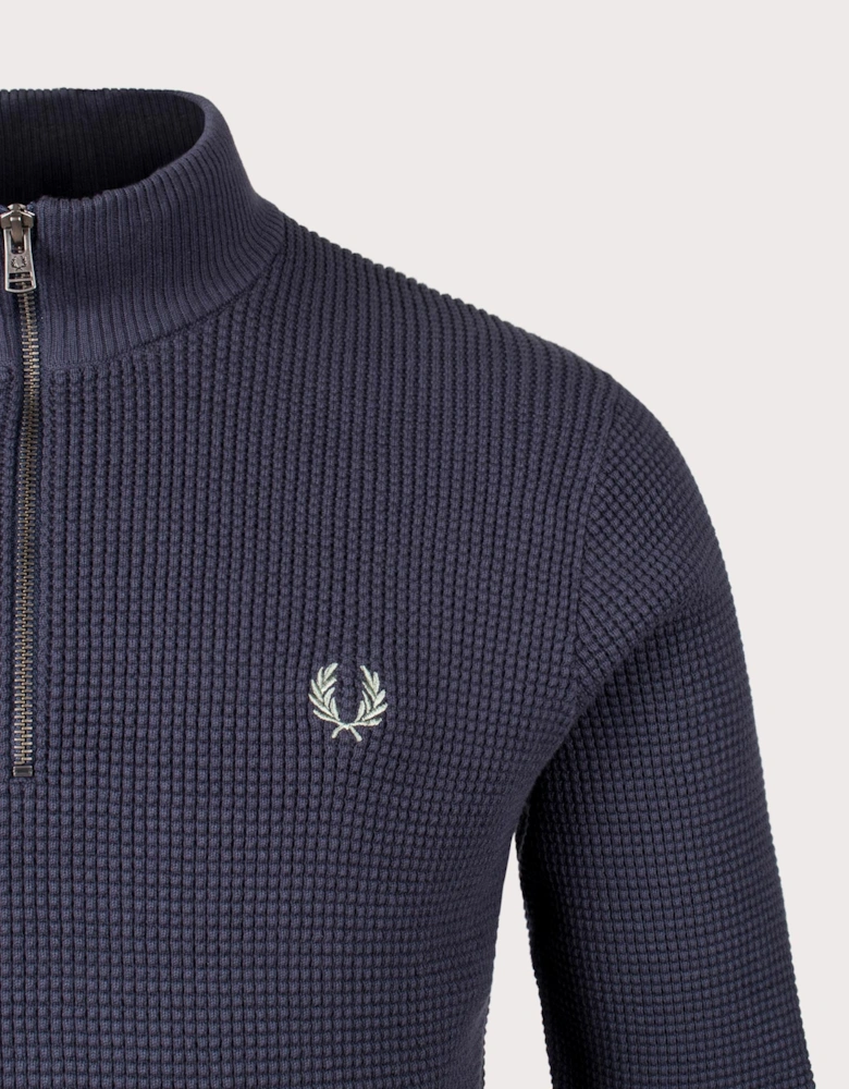 Waffle Stitch Quarter Zip Jumper