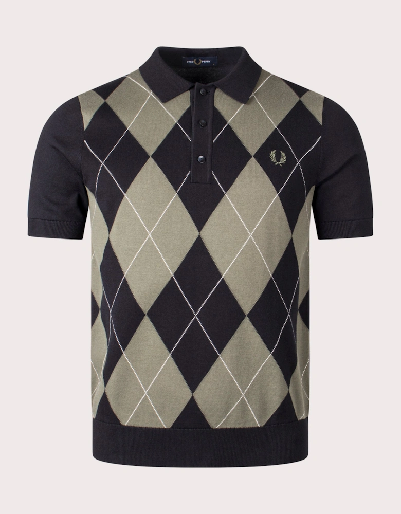 Argyle Knitted Polo Shirt