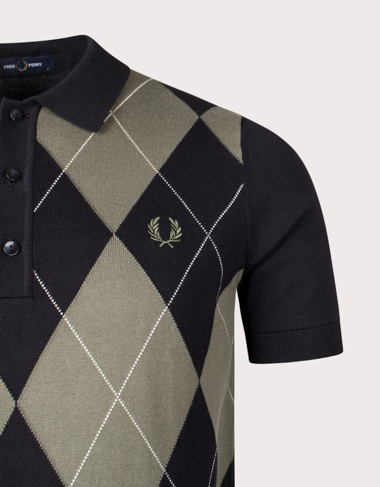 Argyle Knitted Polo Shirt