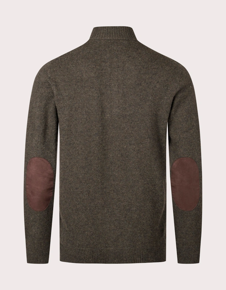 Essential Patch Zip Through Knitted Jumper