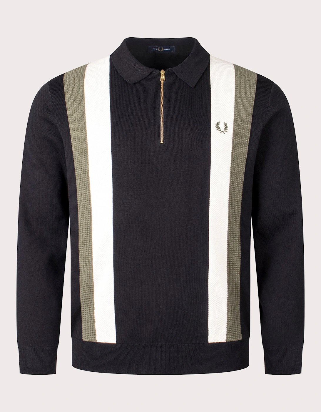 Textured Zip Neck Knitted Long Sleeve Polo Shirt, 4 of 3
