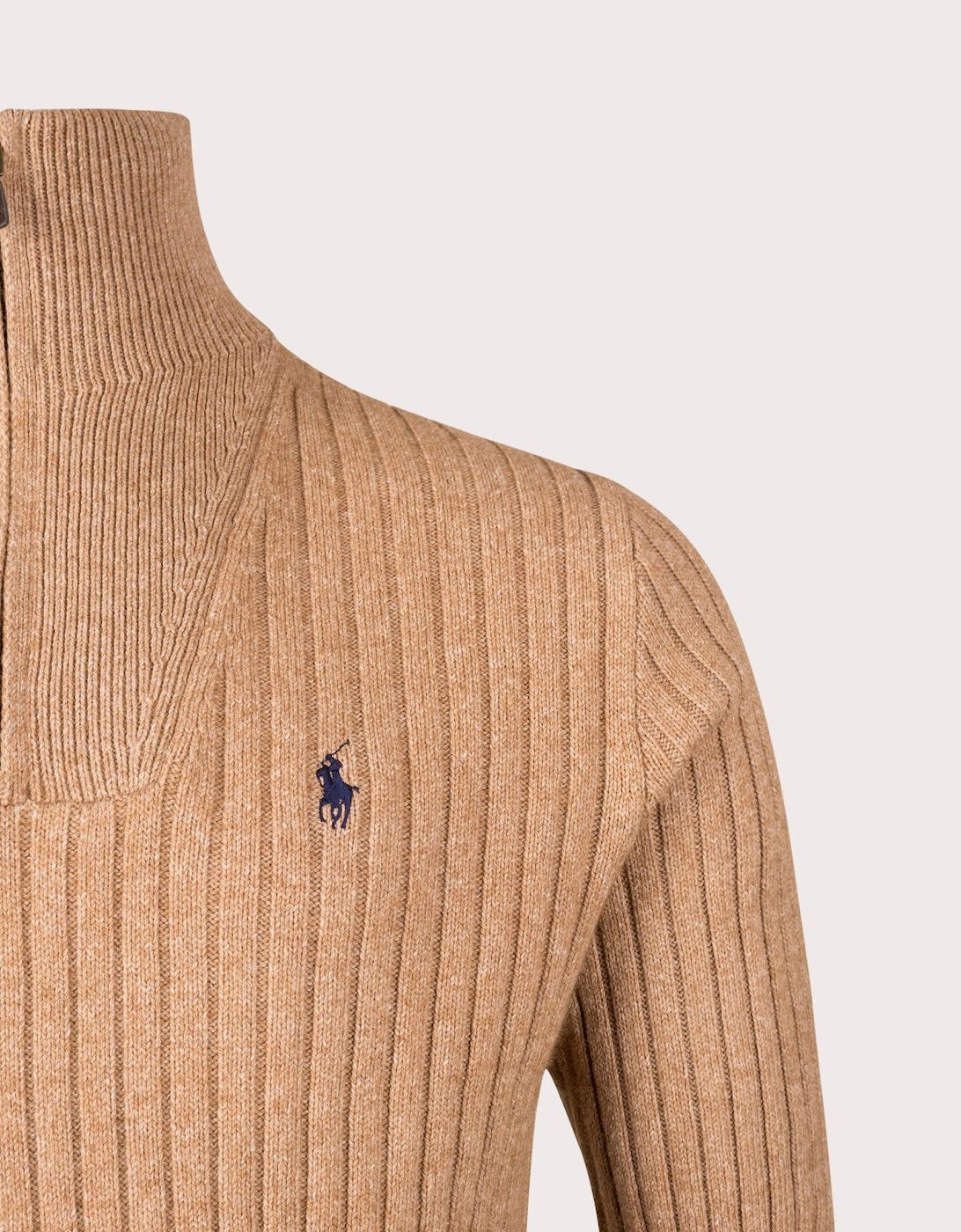 Rib Knit Wool Quarter Zip