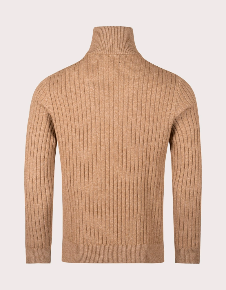 Rib Knit Wool Quarter Zip