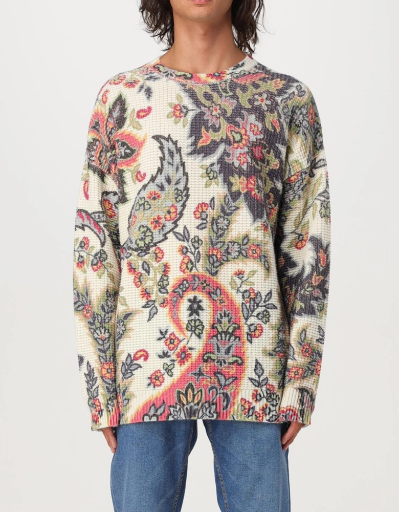 Paisley Print Waffle Knit Sweater