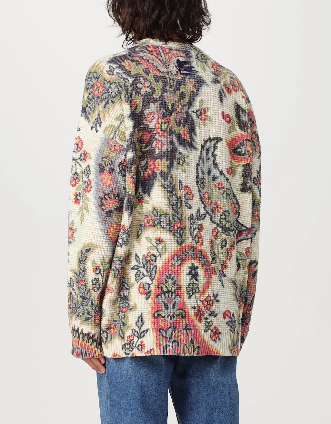 Paisley Print Waffle Knit Sweater