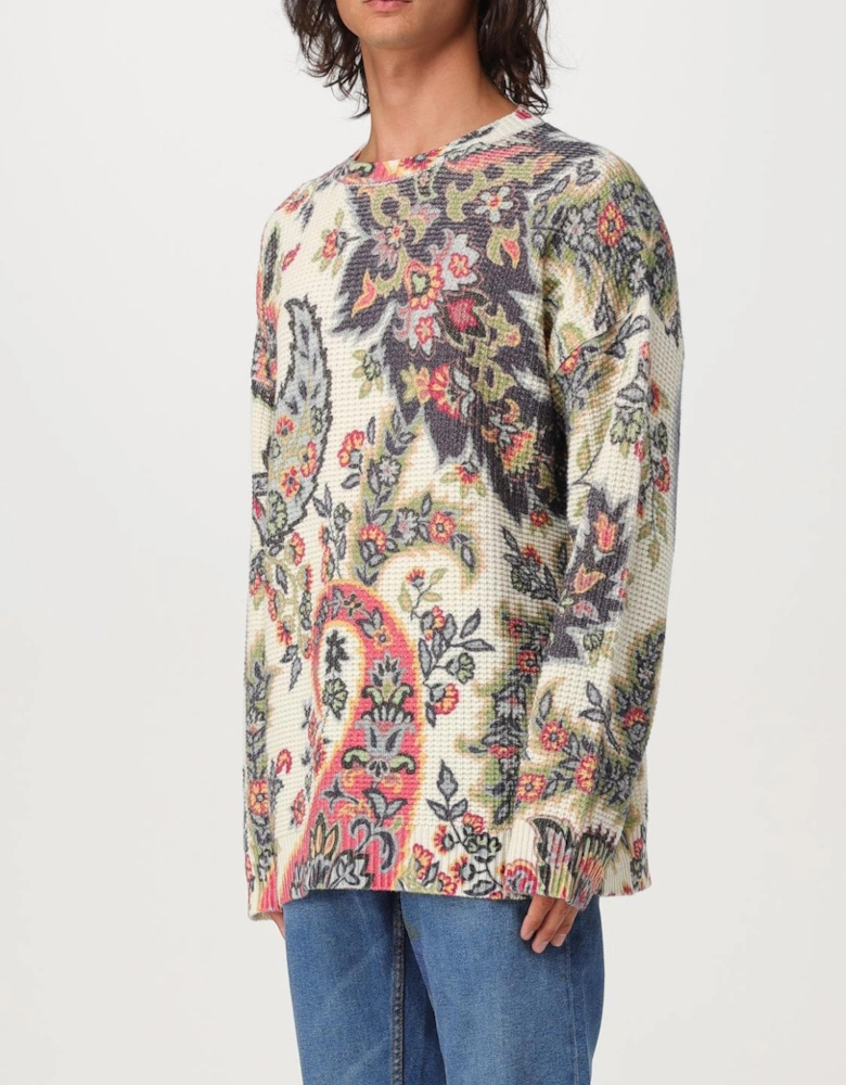 Paisley Print Waffle Knit Sweater