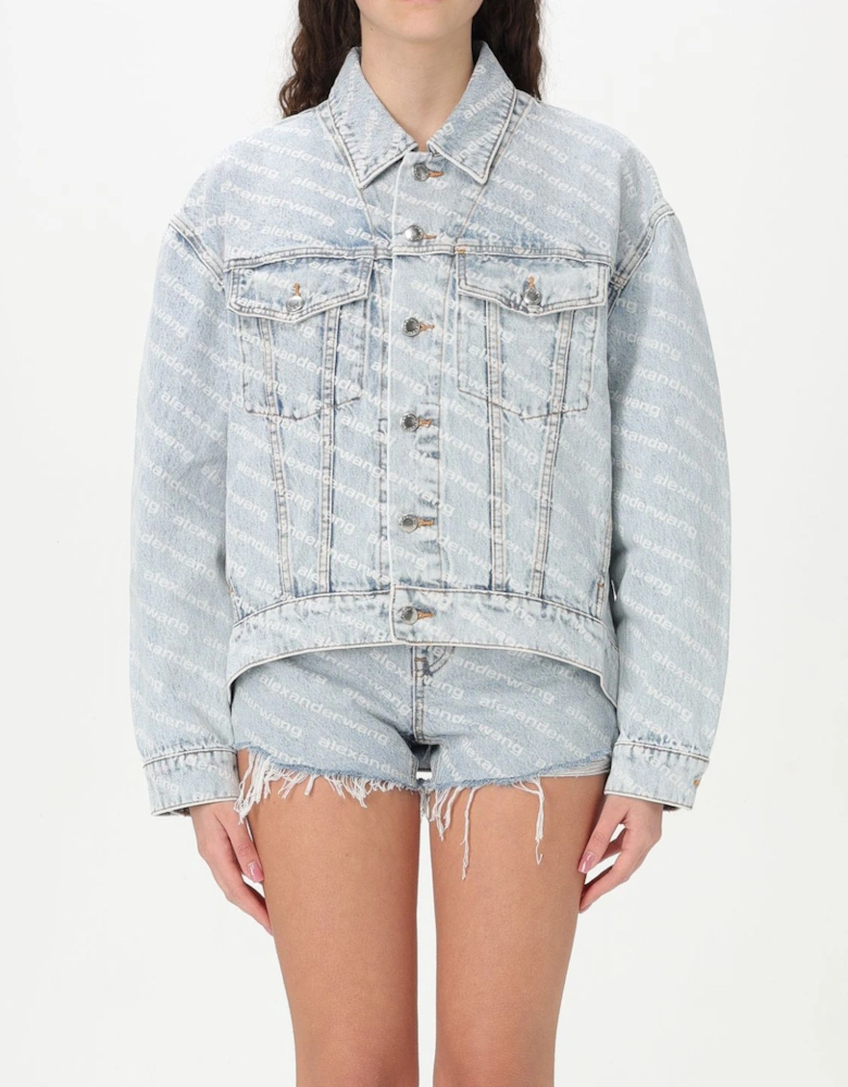 Allover Logo Print Denim Jacket