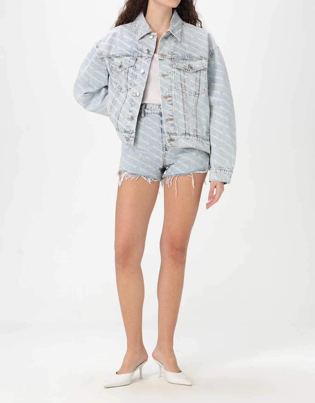 Allover Logo Print Denim Jacket
