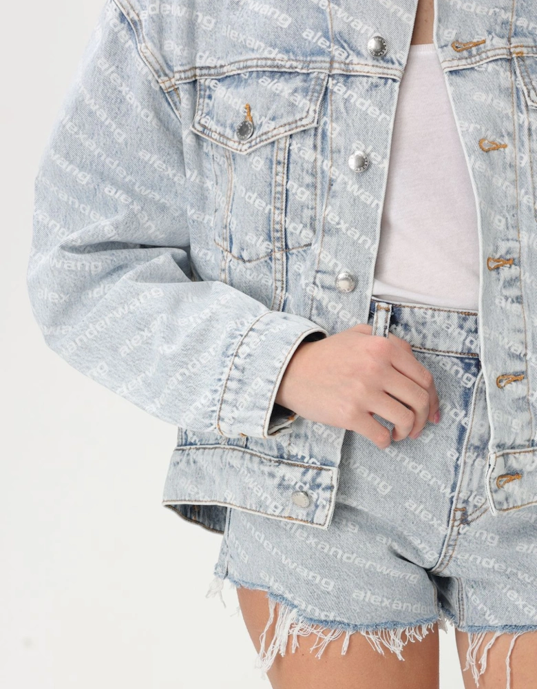 Allover Logo Print Denim Jacket