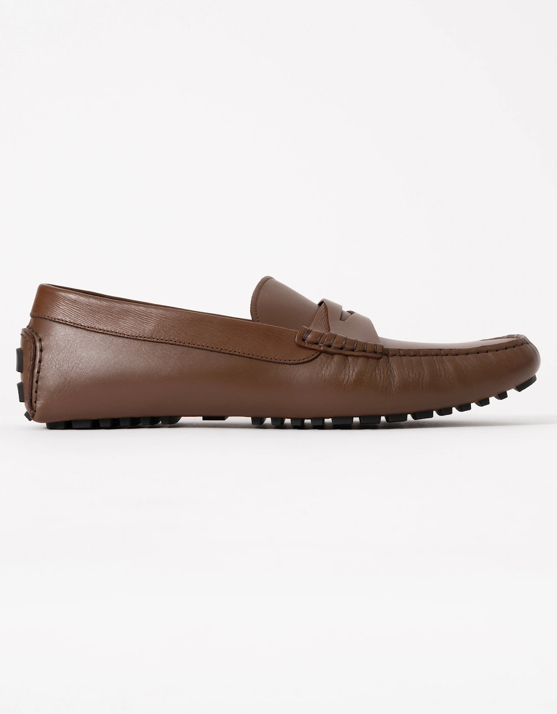 BOSS Orange Mens Leather Driving Moccasins - Medium Brown 214