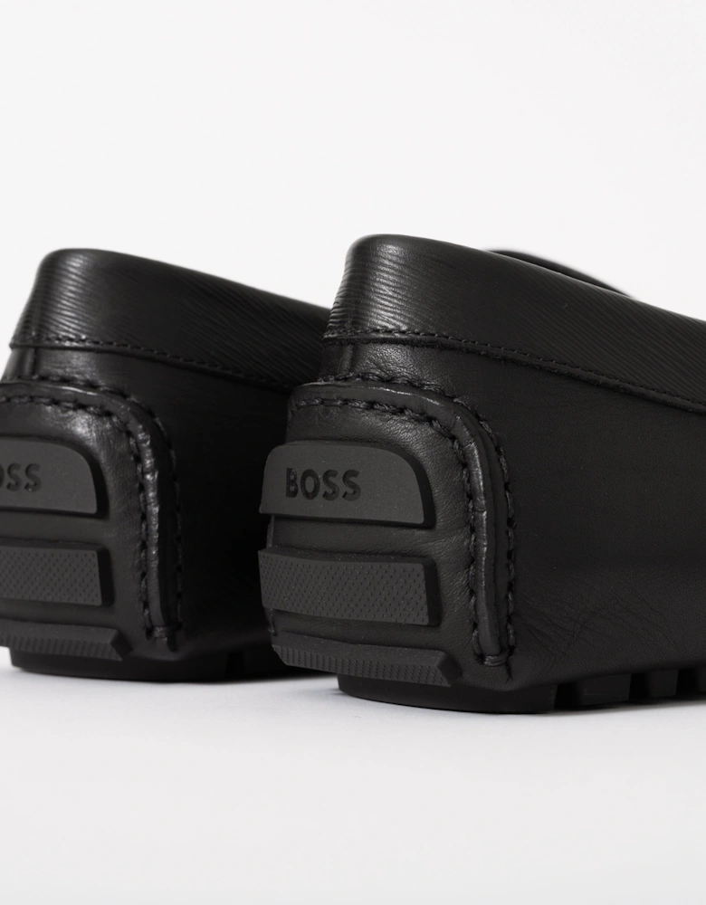 BOSS Orange Mens Leather Driving Moccasins - Black 001