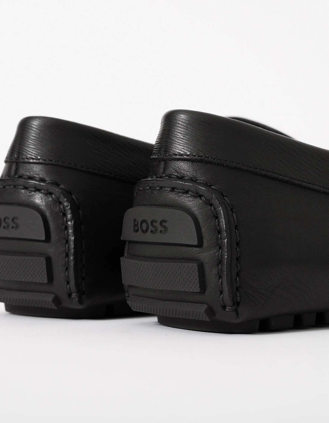 BOSS Orange Mens Leather Driving Moccasins - Black 001