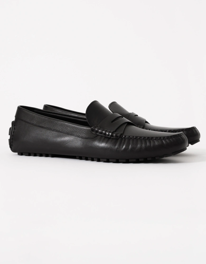 BOSS Orange Mens Leather Driving Moccasins - Black 001