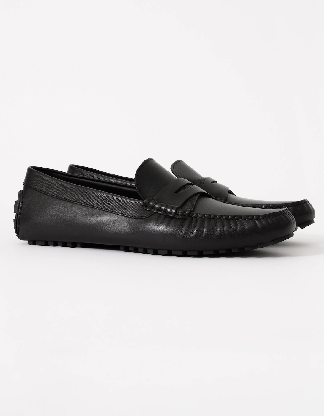 BOSS Orange Mens Leather Driving Moccasins - Black 001