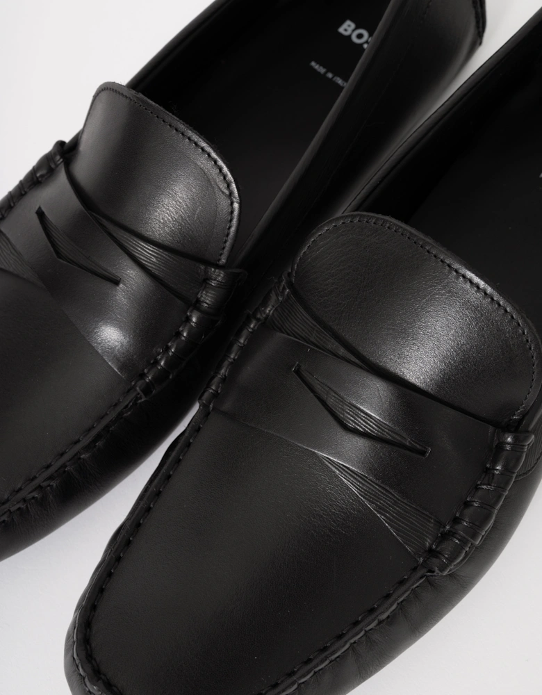 BOSS Orange Mens Leather Driving Moccasins - Black 001