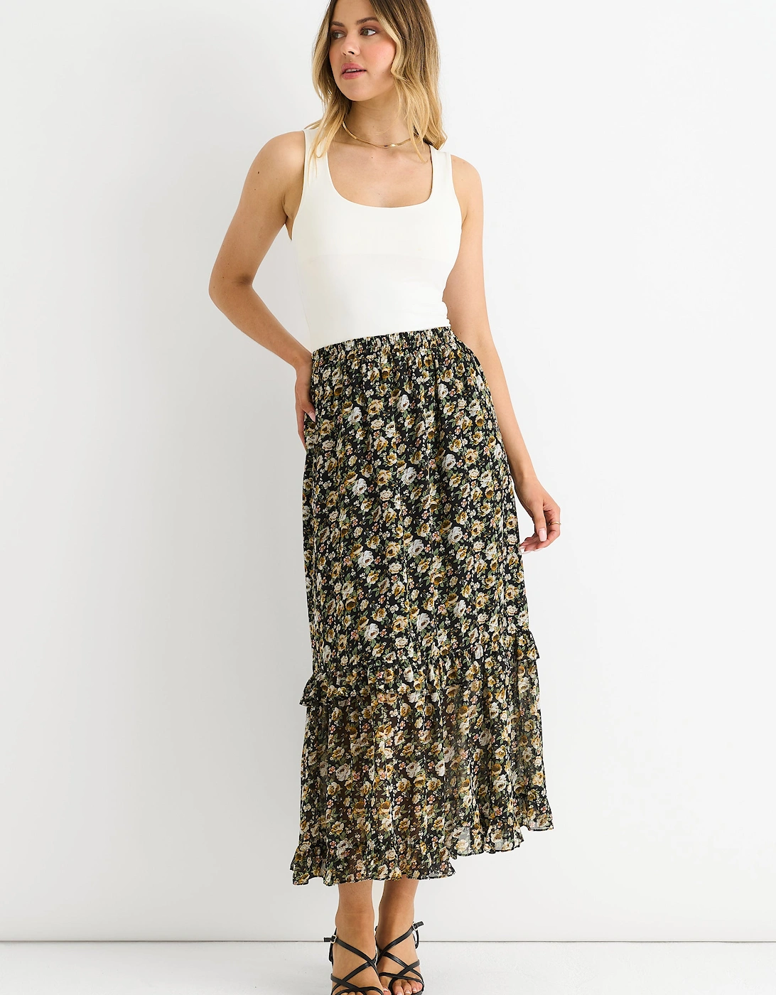 Black Sparkle Floral Maxi Skirt, 5 of 4