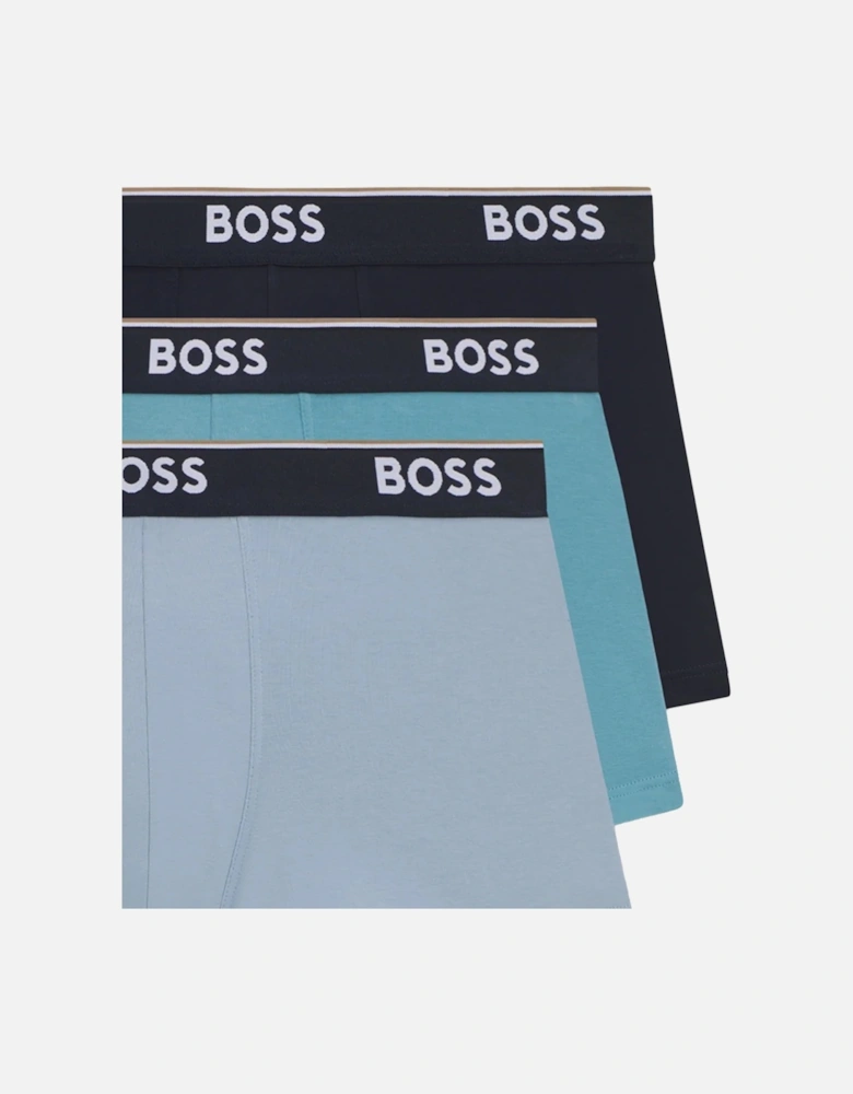 BOSS Cotton Stretch 3 Pack Power Trunks Blue