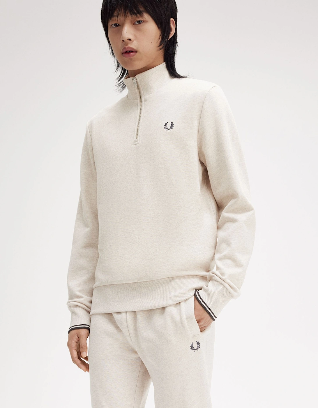 Half-Zip Sweatshirt - Porridge Marl/Anchor Grey