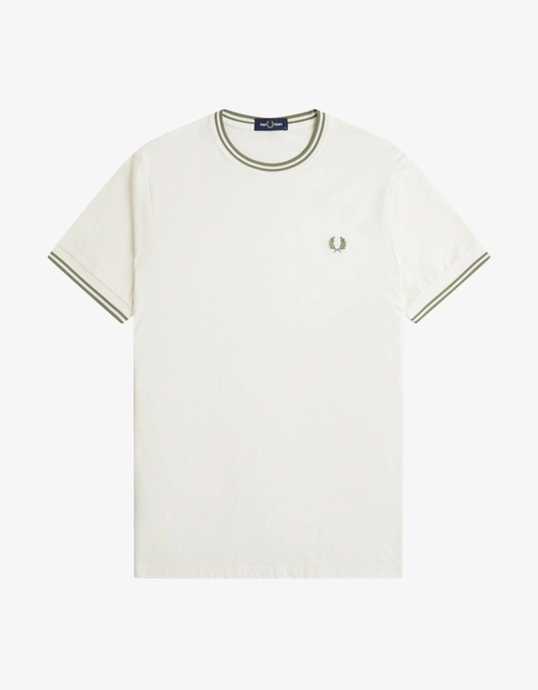 Twin Tipped T-Shirt - Light Ecru/Olive Mint