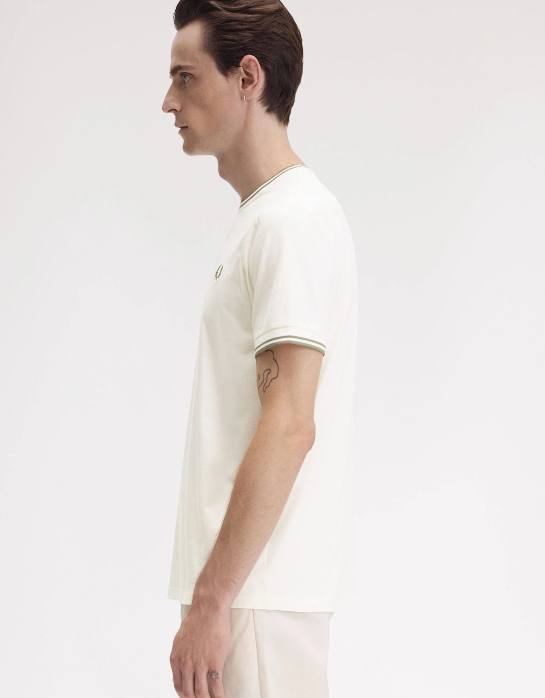 Twin Tipped T-Shirt - Light Ecru/Olive Mint
