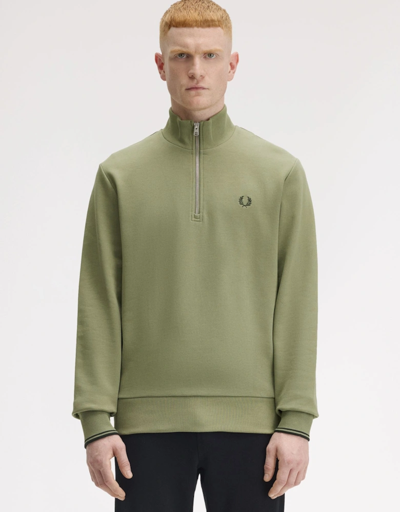 Half-Zip Sweatshirt - Olive Mint