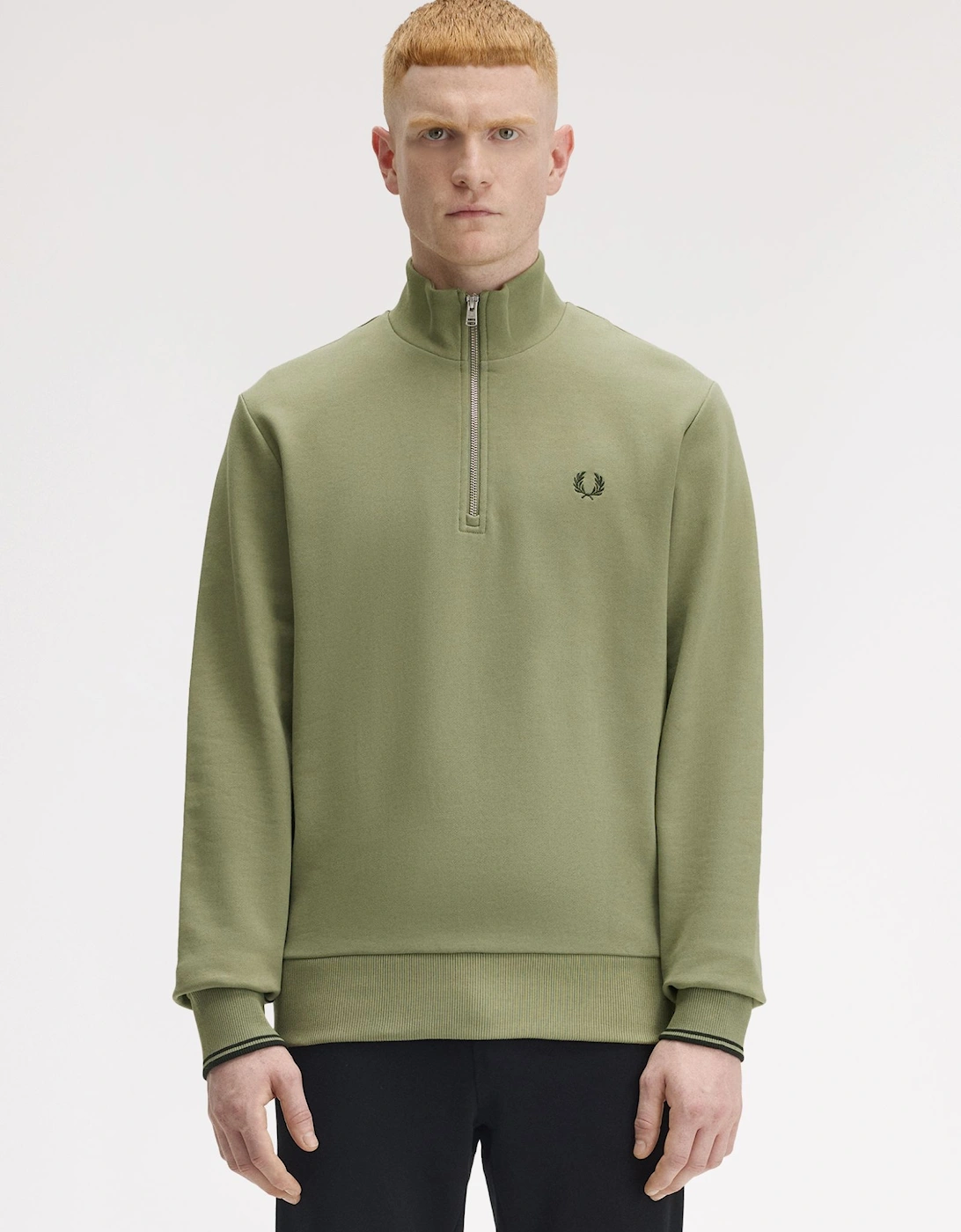 Half-Zip Sweatshirt - Olive Mint