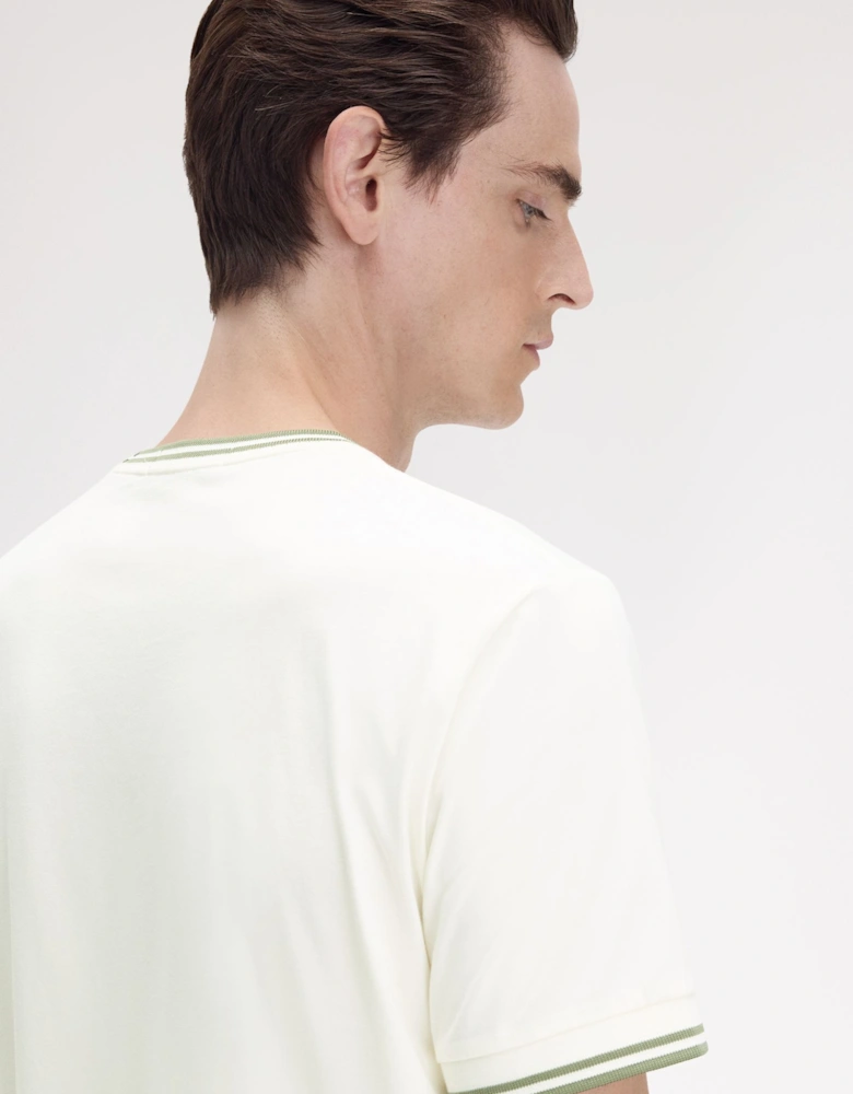 Twin Tipped T-Shirt - Light Ecru/Olive Mint
