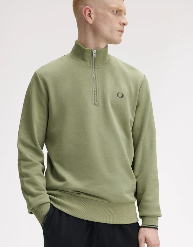 Half-Zip Sweatshirt - Olive Mint