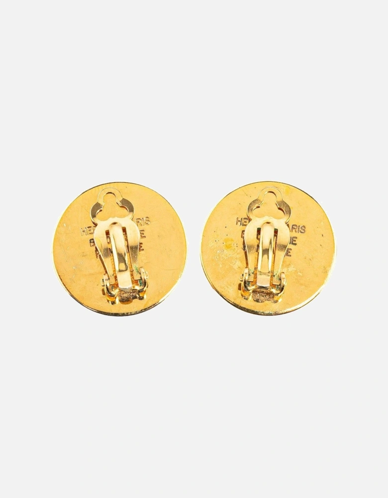 Gold Plated Clip-On Earrings with Engraved Detailing