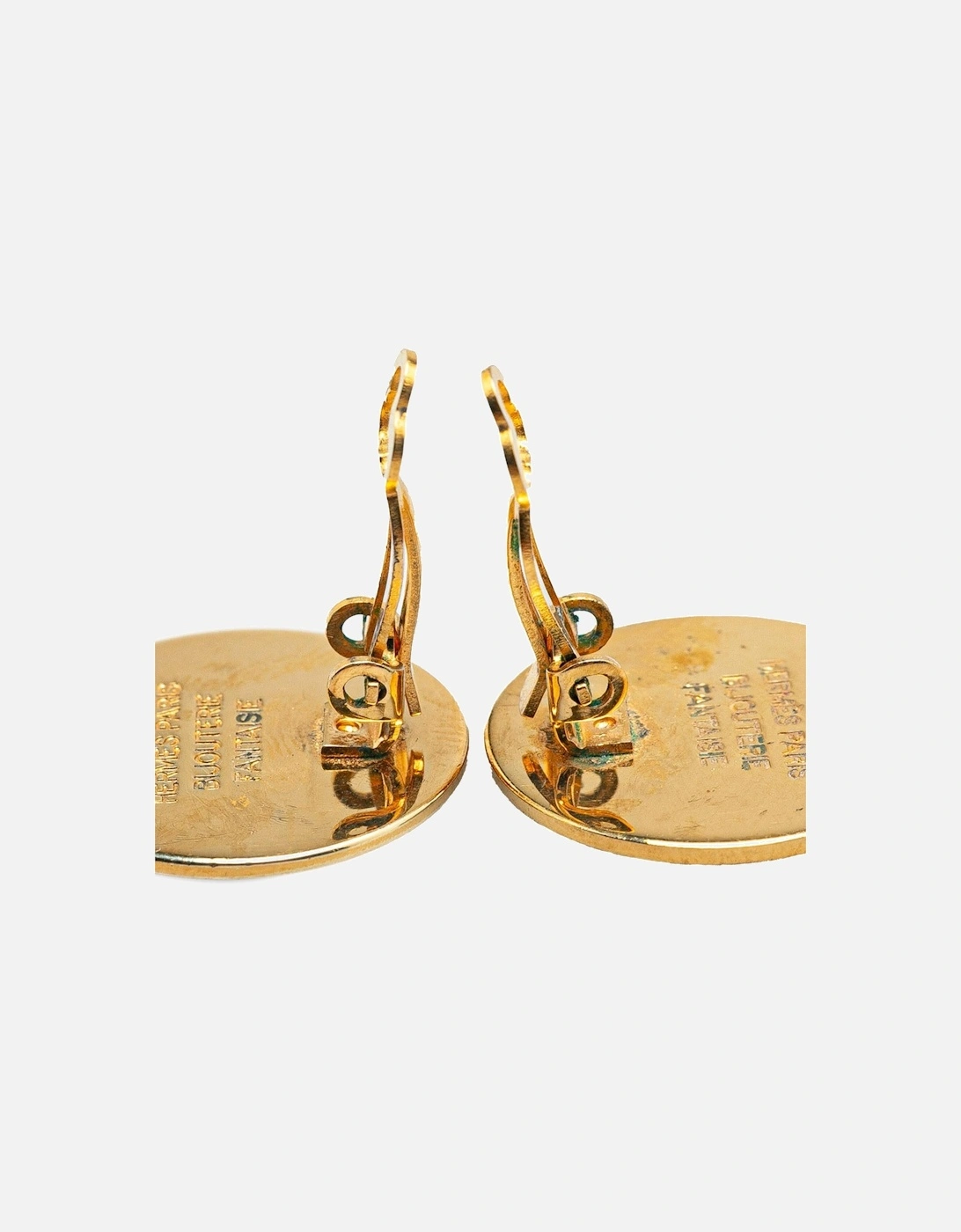 Gold Plated Clip-On Earrings with Engraved Detailing