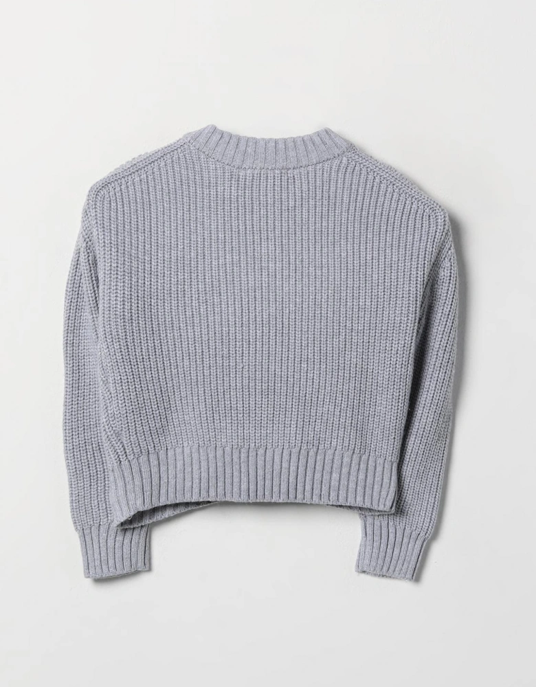 Ribbed Knit Pullover Crystal Detail