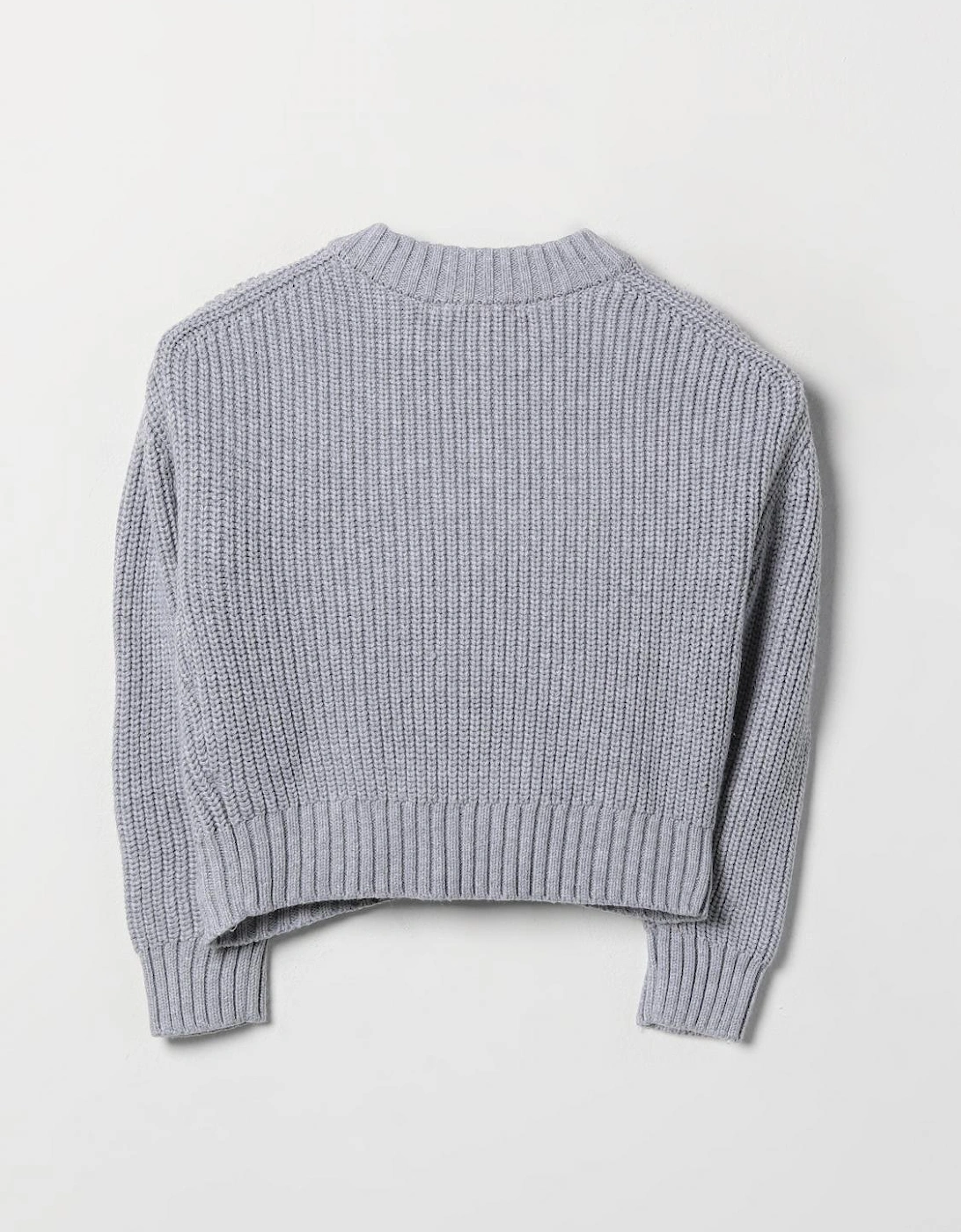 Ribbed Knit Pullover Crystal Detail