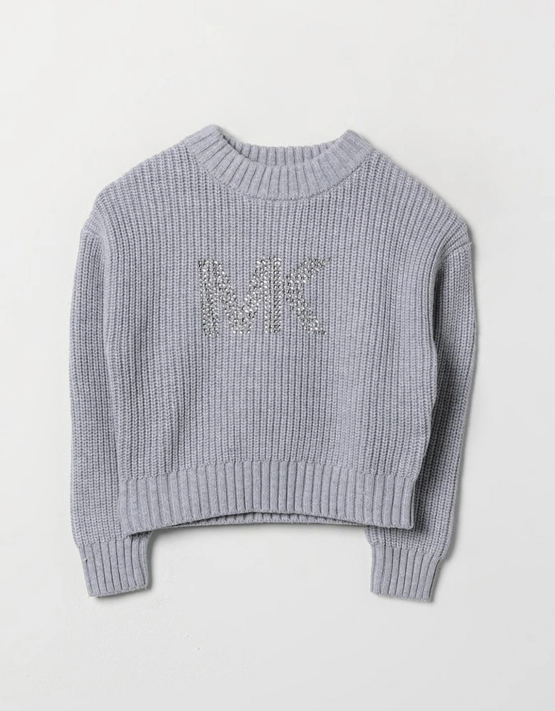 Ribbed Knit Pullover Crystal Detail
