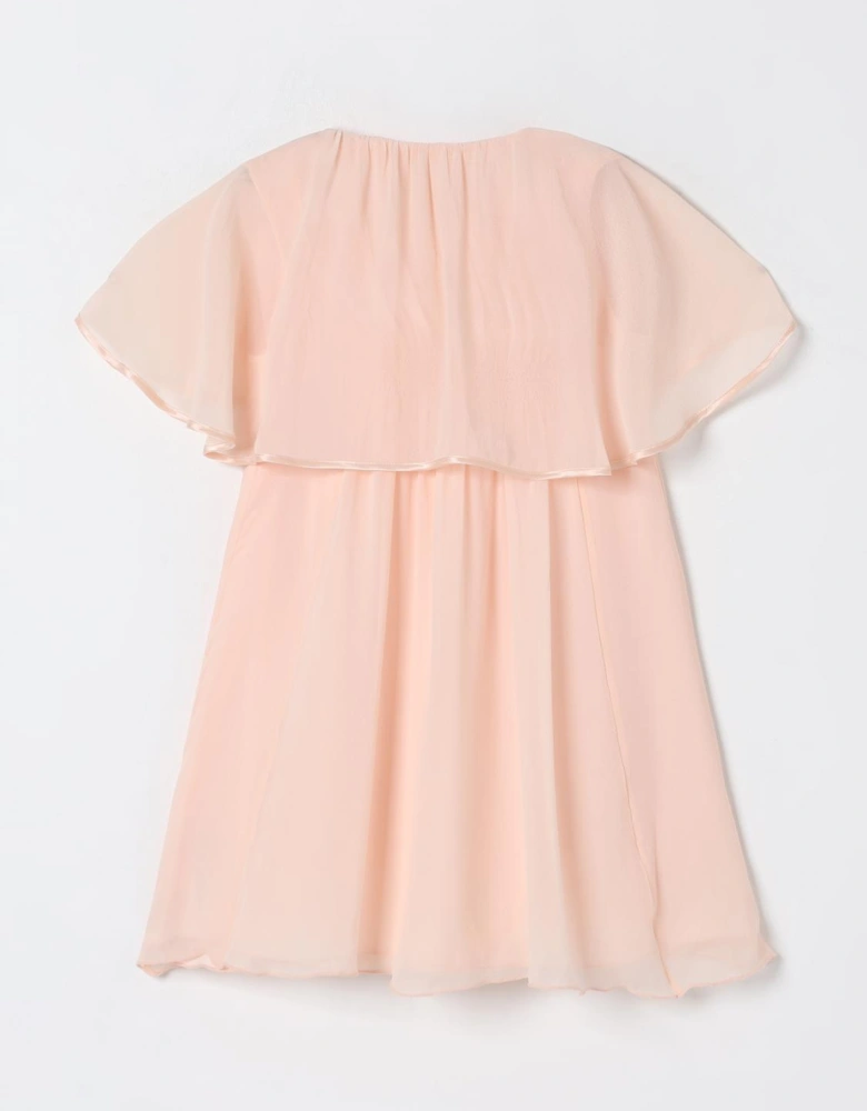 Silk Mini Dress with Cape Sleeves