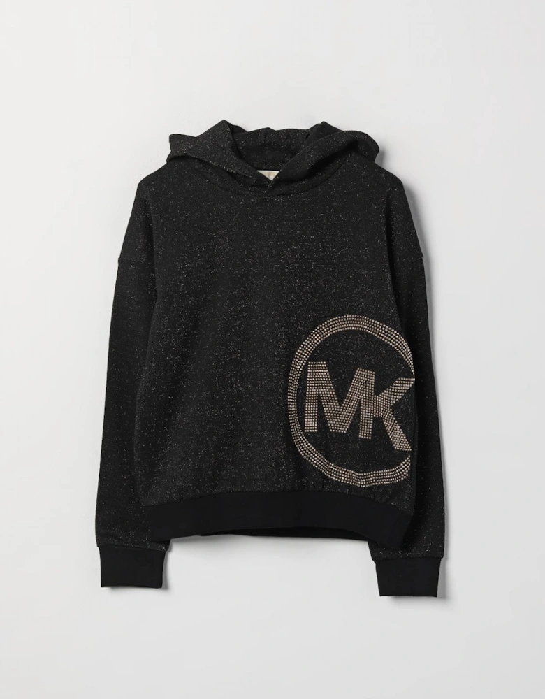 Girls Glitter Hoodie Embellished Logo