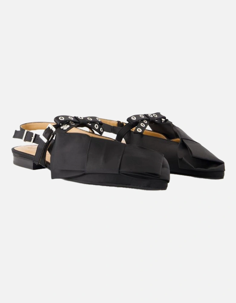 Bow Slingback Sandals Satin Flat