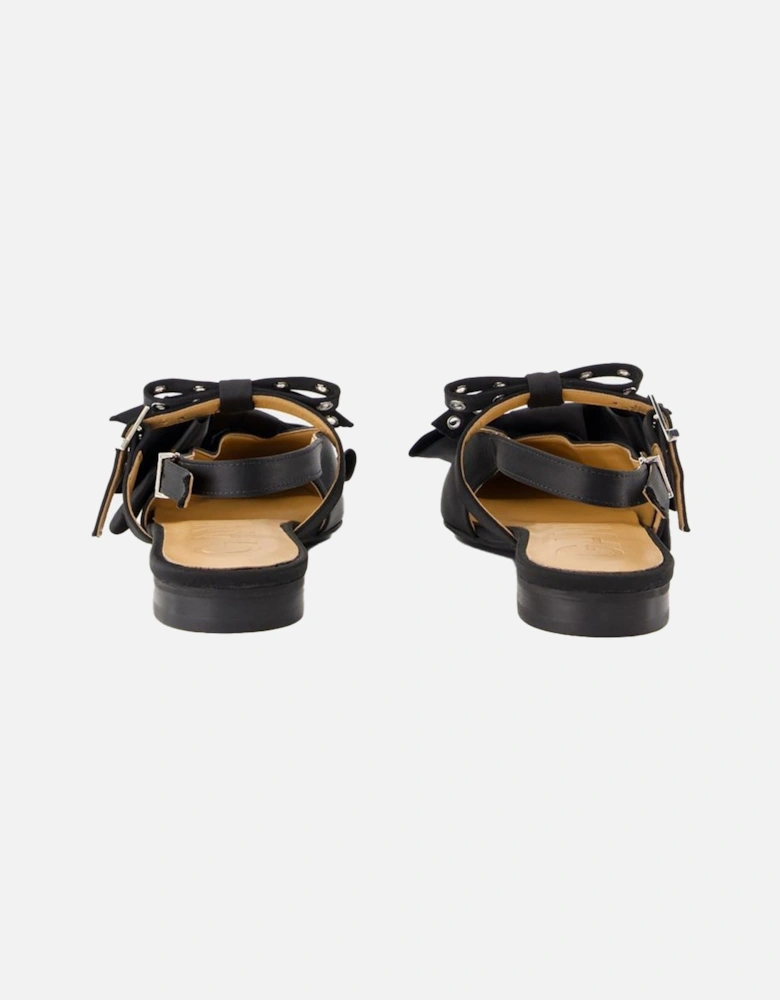 Bow Slingback Sandals Satin Flat