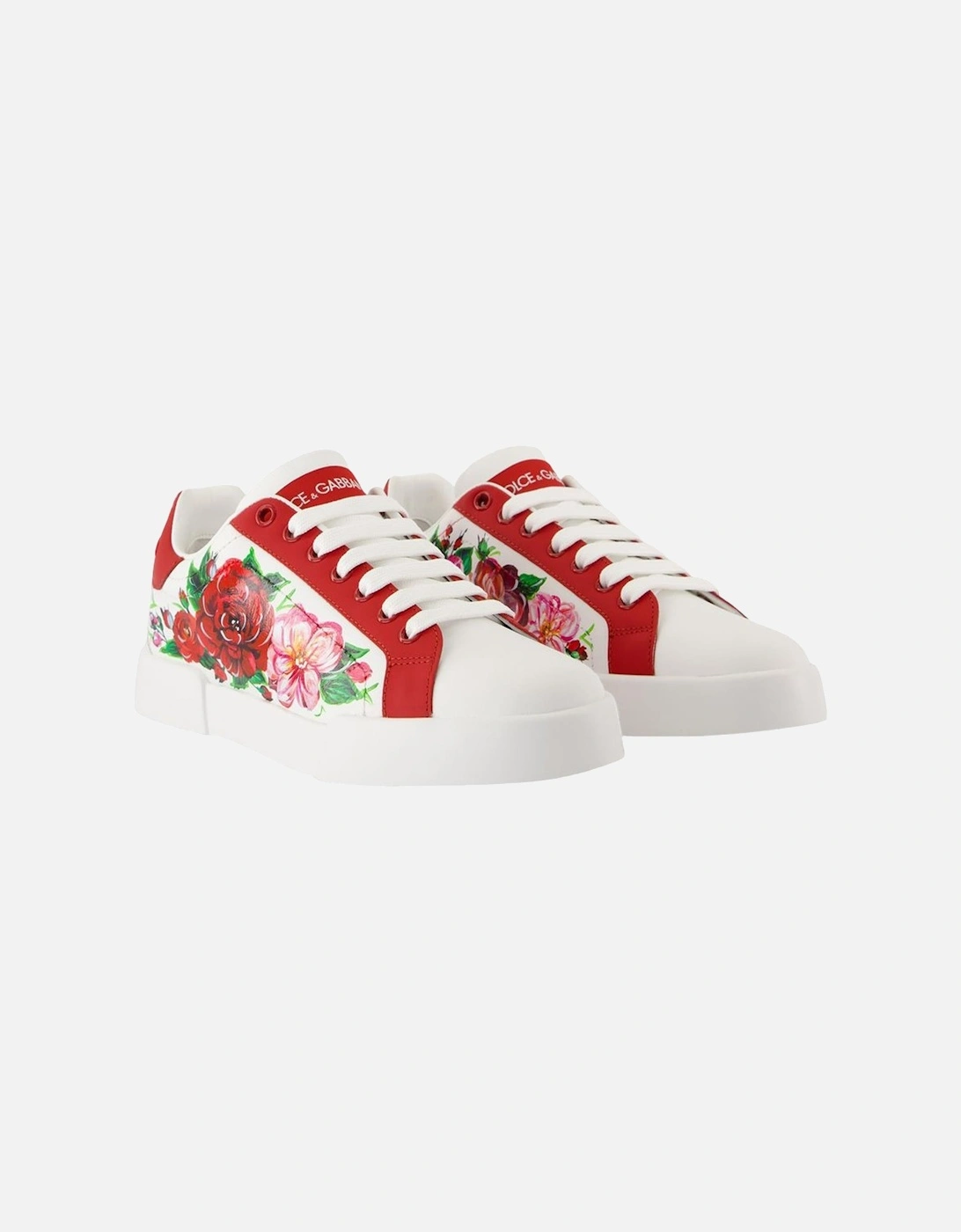 Floral Print Leather Sneakers